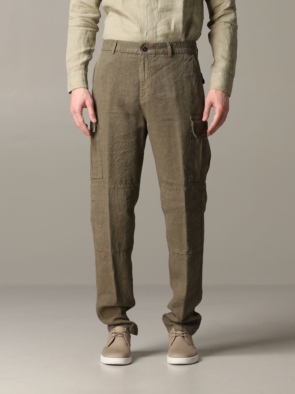 Eleventy Platinum Men's Gray 100% Linen Cargo Military Trouser Pants Size 33 NWT
